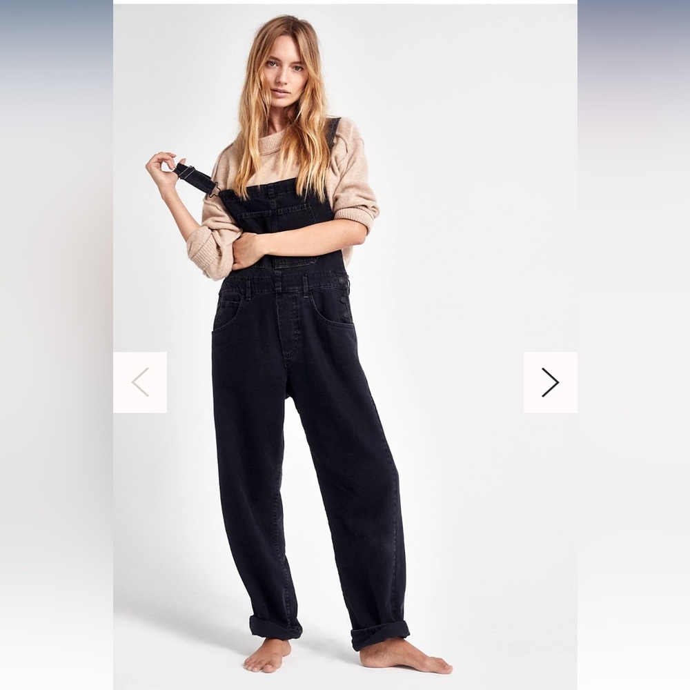 We The Free Ziggy Mineral Black Washed Denim Overalls L - Picture 6 of 8